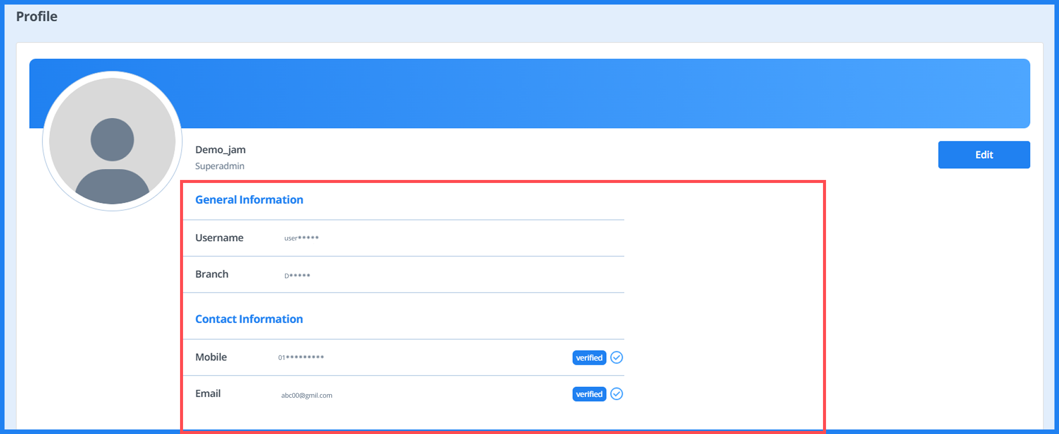 Manage Profile Step 3