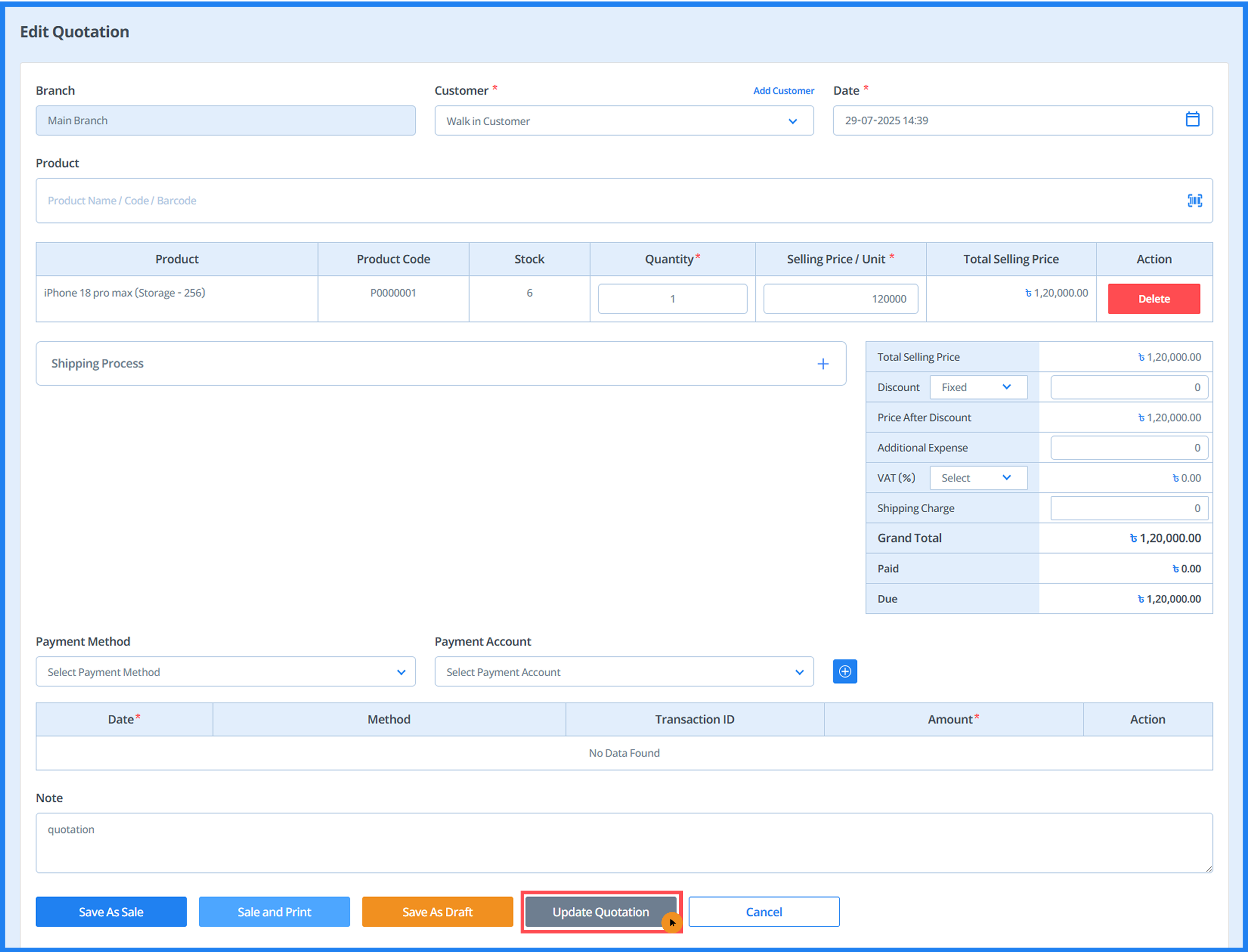 sales-quotations step 7